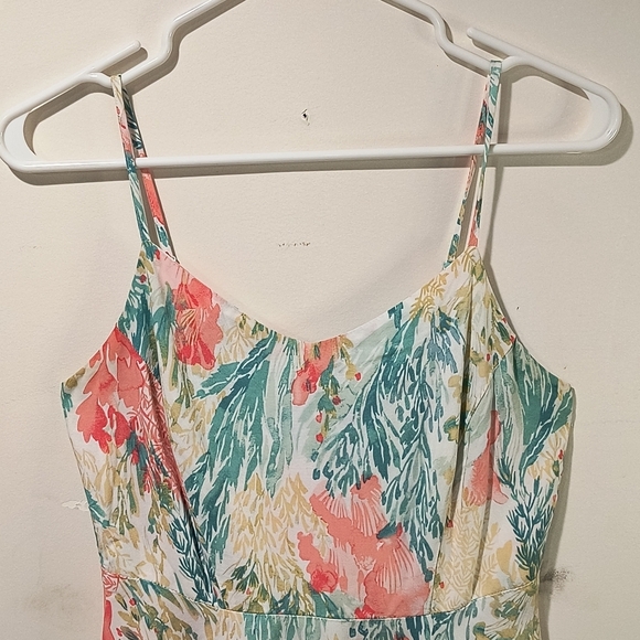 Old Navy Women's Small Petite Pink & Green Spaghetti Strap Sundress Mini Dress - Picture 3 of 7